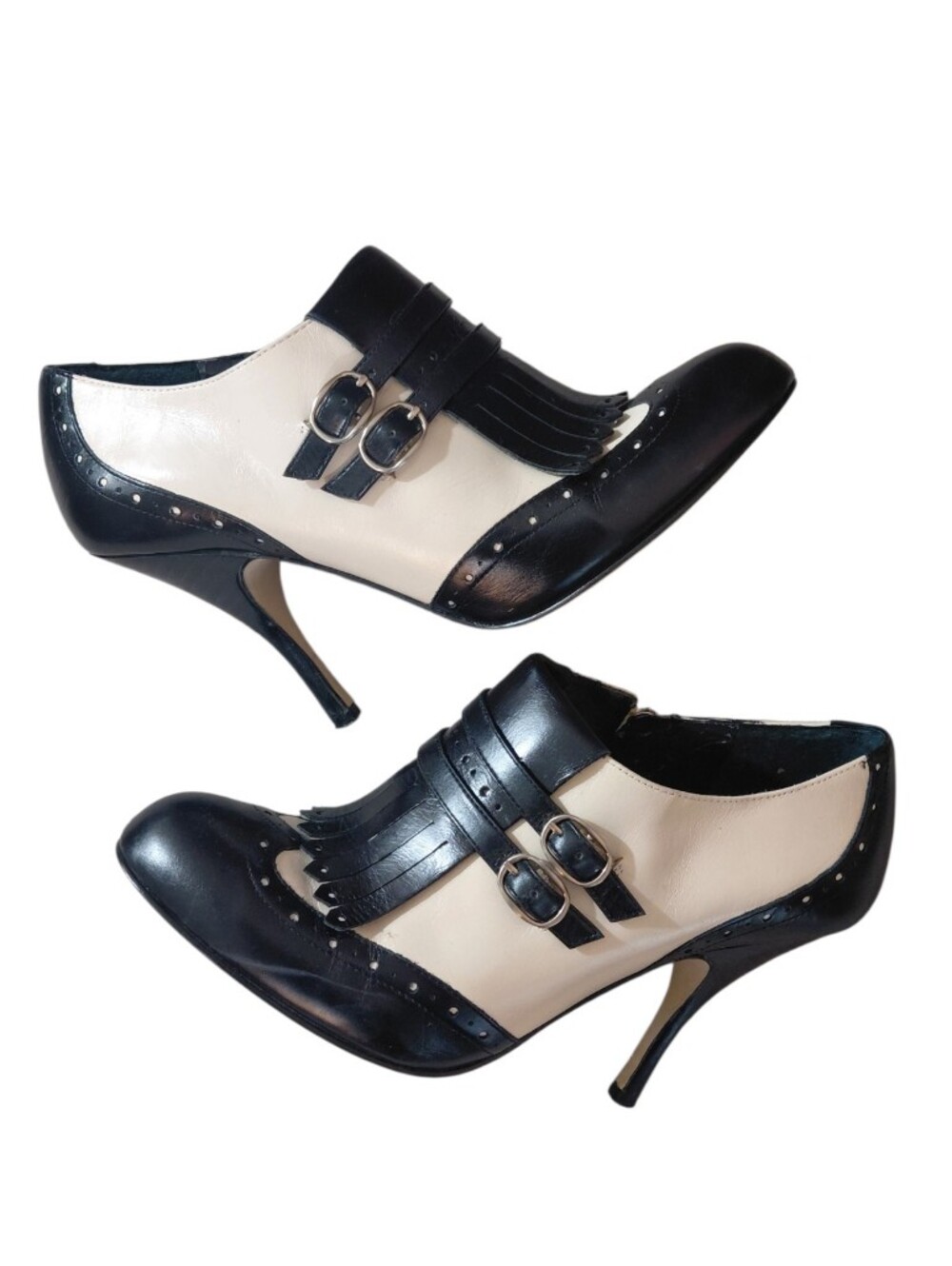 Enzo Angiolini Black and Cream Two-Tone Oxford Heels Size 7.5 Pumps